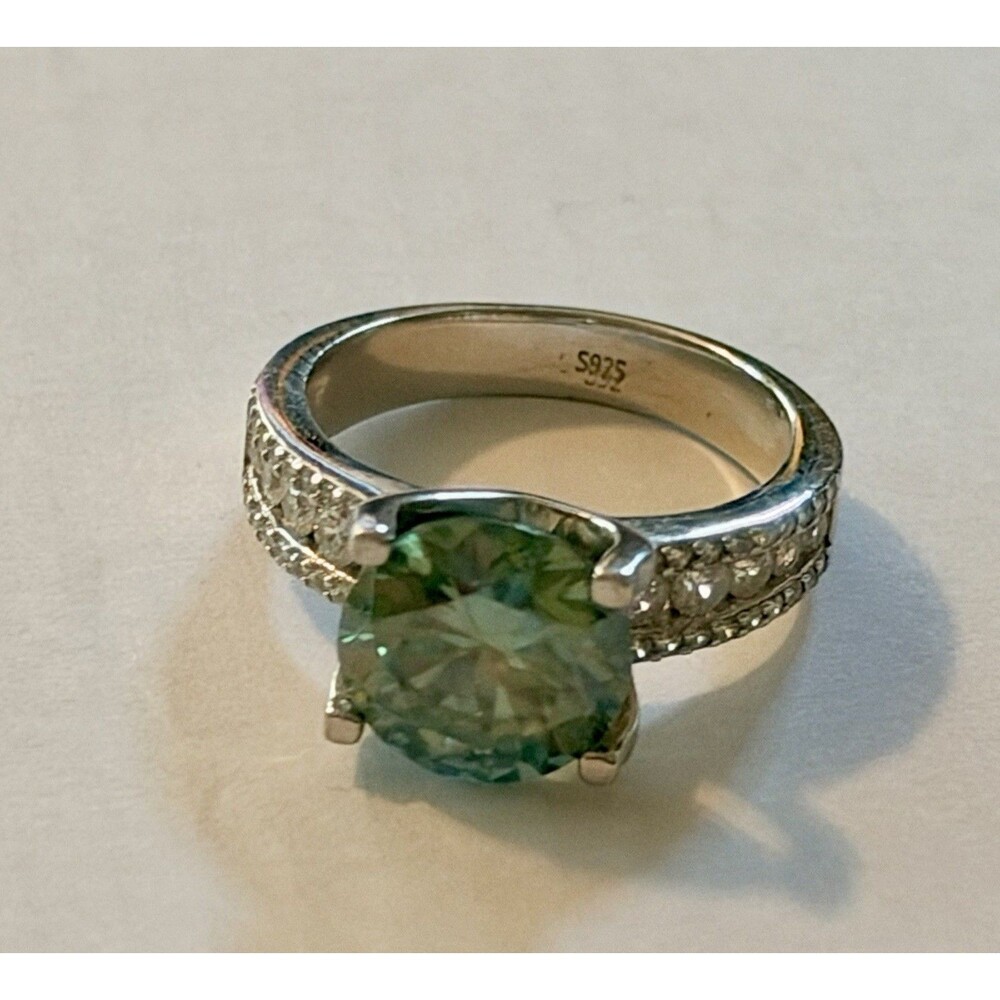 Sterling Silver 925 Teal Blue Green Gemstone Ring Size 9